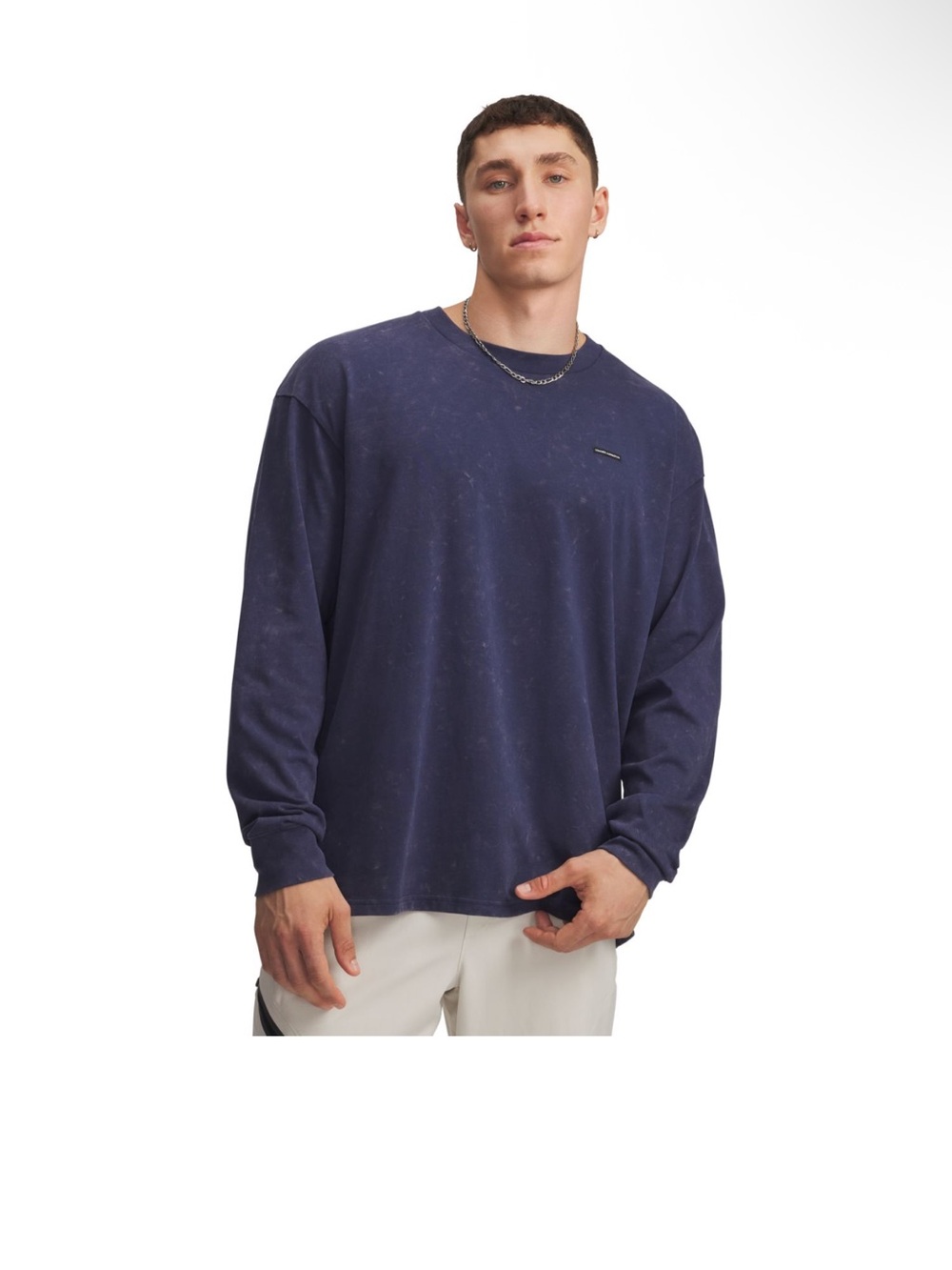 NWT Under Armour Men's Loose Fit Logo Wash Long Crewneck T-Shirt Sz XL $55